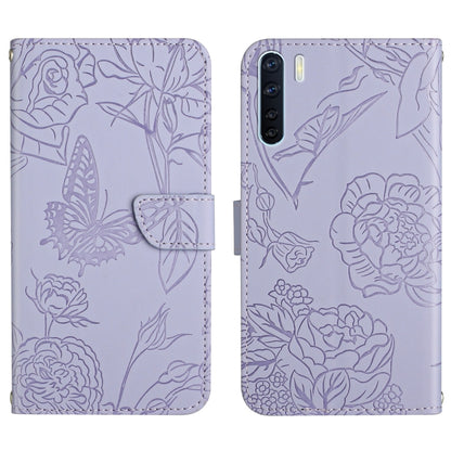 Skin Feel Butterfly Peony Embossed Leather Phone Case, For OPPO A55s, For OPPO A91, For OPPO A93s, For OPPO A94 4G