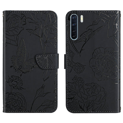 Skin Feel Butterfly Peony Embossed Leather Phone Case, For OPPO A55s, For OPPO A91, For OPPO A93s, For OPPO A94 4G
