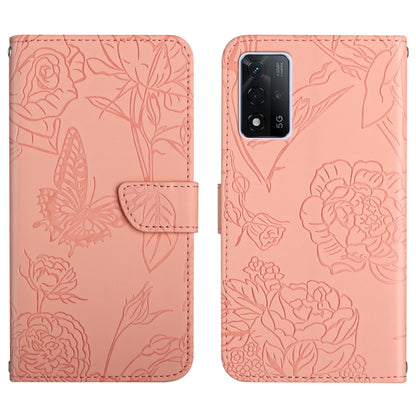 Skin Feel Butterfly Peony Embossed Leather Phone Case, For OPPO A55s, For OPPO A91, For OPPO A93s, For OPPO A94 4G