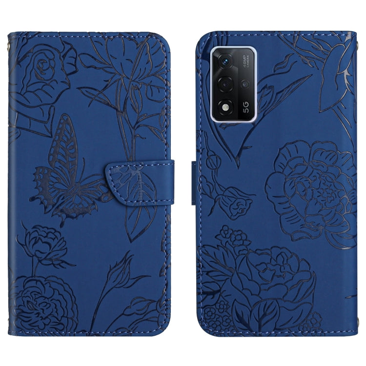 Skin Feel Butterfly Peony Embossed Leather Phone Case, For OPPO A55s, For OPPO A91, For OPPO A93s, For OPPO A94 4G
