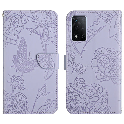 Skin Feel Butterfly Peony Embossed Leather Phone Case, For OPPO A55s, For OPPO A91, For OPPO A93s, For OPPO A94 4G