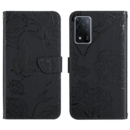 Skin Feel Butterfly Peony Embossed Leather Phone Case, For OPPO A55s, For OPPO A91, For OPPO A93s, For OPPO A94 4G