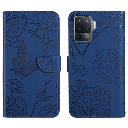 Skin Feel Butterfly Peony Embossed Leather Phone Case, For OPPO A55s, For OPPO A91, For OPPO A93s, For OPPO A94 4G