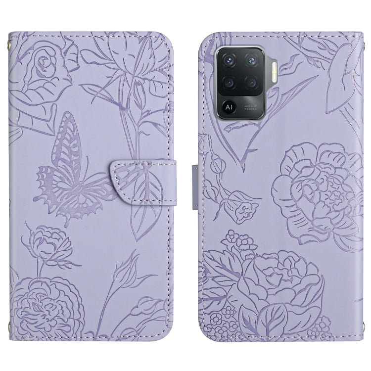Skin Feel Butterfly Peony Embossed Leather Phone Case, For OPPO A55s, For OPPO A91, For OPPO A93s, For OPPO A94 4G