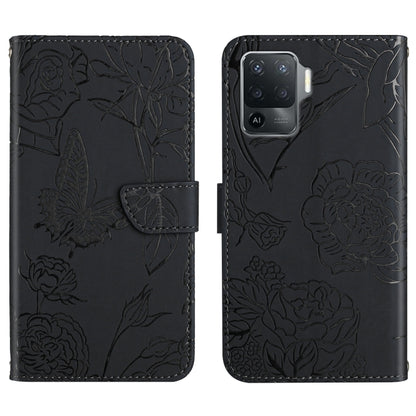 Skin Feel Butterfly Peony Embossed Leather Phone Case, For OPPO A55s, For OPPO A91, For OPPO A93s, For OPPO A94 4G