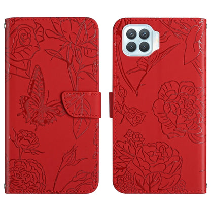 Skin Feel Butterfly Peony Embossed Leather Phone Case, For OPPO F17, For OPPO F17 Pro, For OPPO F19, For OPPO F19 Pro+