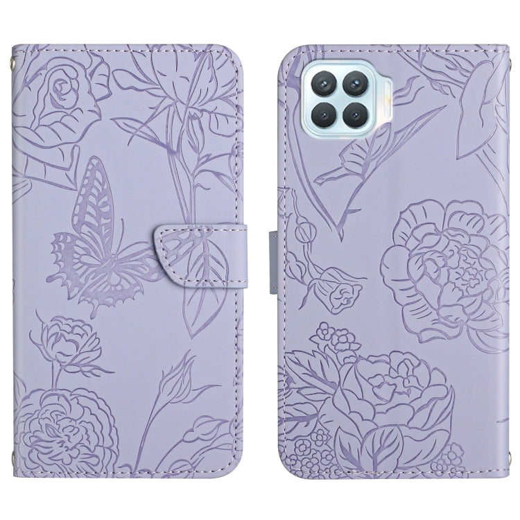Skin Feel Butterfly Peony Embossed Leather Phone Case, For OPPO F17, For OPPO F17 Pro, For OPPO F19, For OPPO F19 Pro+