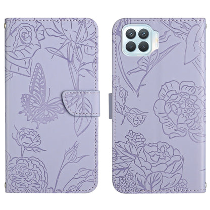 Skin Feel Butterfly Peony Embossed Leather Phone Case, For OPPO F17, For OPPO F17 Pro, For OPPO F19, For OPPO F19 Pro+