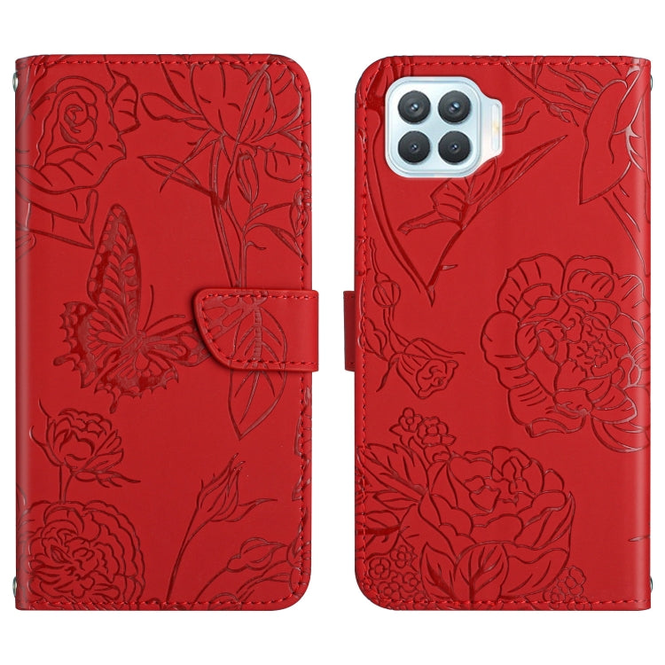 Skin Feel Butterfly Peony Embossed Leather Phone Case, For OPPO F17, For OPPO F17 Pro, For OPPO F19, For OPPO F19 Pro+