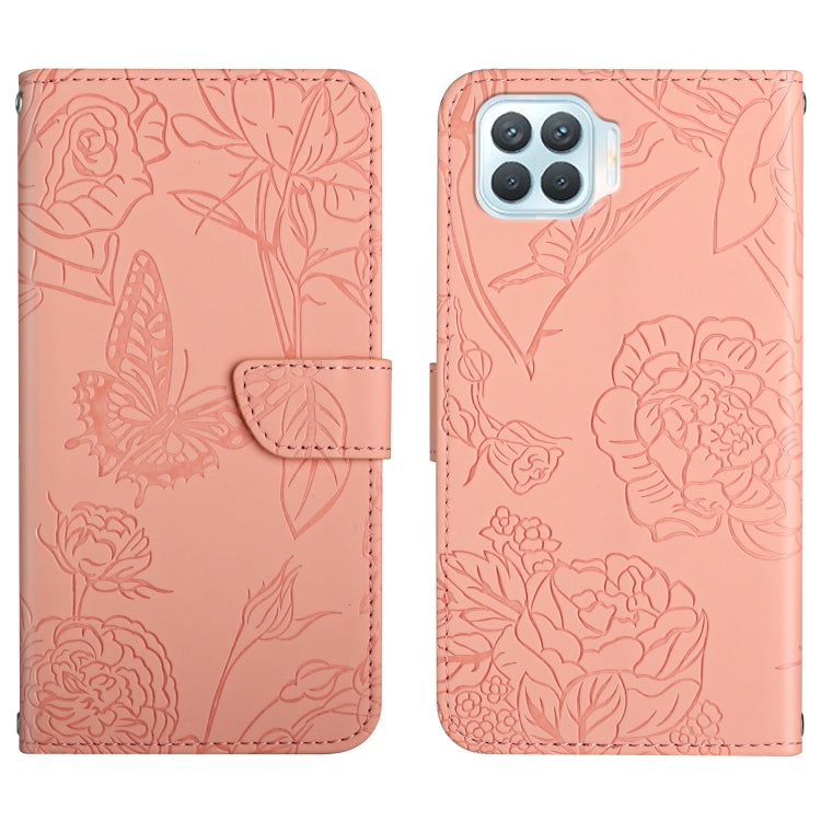 Skin Feel Butterfly Peony Embossed Leather Phone Case, For OPPO F17, For OPPO F17 Pro, For OPPO F19, For OPPO F19 Pro+