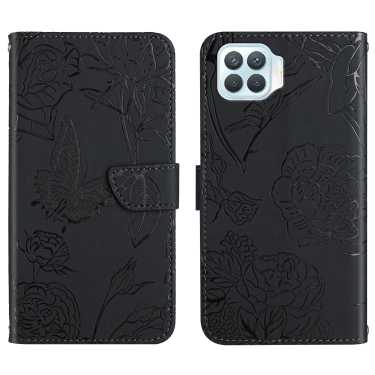 Skin Feel Butterfly Peony Embossed Leather Phone Case, For OPPO F17, For OPPO F17 Pro, For OPPO F19, For OPPO F19 Pro+