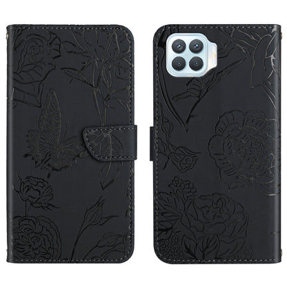 Skin Feel Butterfly Peony Embossed Leather Phone Case, For OPPO F17, For OPPO F17 Pro, For OPPO F19, For OPPO F19 Pro+