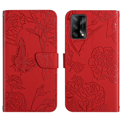 Skin Feel Butterfly Peony Embossed Leather Phone Case, For OPPO F17, For OPPO F17 Pro, For OPPO F19, For OPPO F19 Pro+