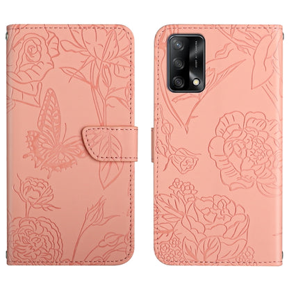 Skin Feel Butterfly Peony Embossed Leather Phone Case, For OPPO F17, For OPPO F17 Pro, For OPPO F19, For OPPO F19 Pro+