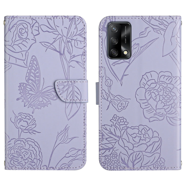 Skin Feel Butterfly Peony Embossed Leather Phone Case, For OPPO F17, For OPPO F17 Pro, For OPPO F19, For OPPO F19 Pro+