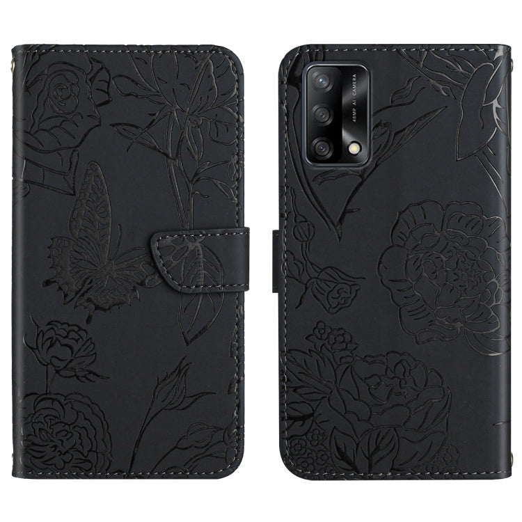Skin Feel Butterfly Peony Embossed Leather Phone Case, For OPPO F17, For OPPO F17 Pro, For OPPO F19, For OPPO F19 Pro+