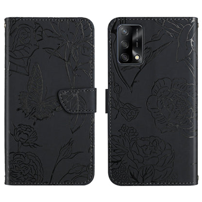 Skin Feel Butterfly Peony Embossed Leather Phone Case, For OPPO F17, For OPPO F17 Pro, For OPPO F19, For OPPO F19 Pro+