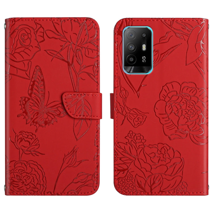 Skin Feel Butterfly Peony Embossed Leather Phone Case, For OPPO F17, For OPPO F17 Pro, For OPPO F19, For OPPO F19 Pro+