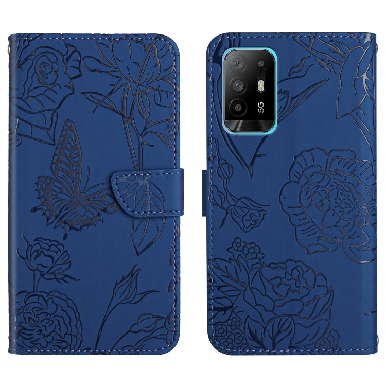Skin Feel Butterfly Peony Embossed Leather Phone Case, For OPPO F17, For OPPO F17 Pro, For OPPO F19, For OPPO F19 Pro+