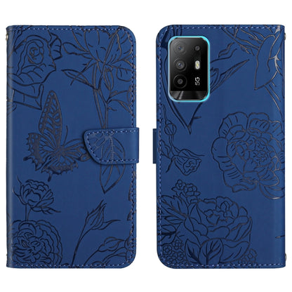 Skin Feel Butterfly Peony Embossed Leather Phone Case, For OPPO F17, For OPPO F17 Pro, For OPPO F19, For OPPO F19 Pro+
