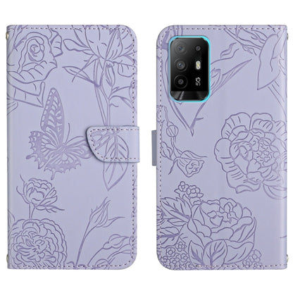 Skin Feel Butterfly Peony Embossed Leather Phone Case, For OPPO F17, For OPPO F17 Pro, For OPPO F19, For OPPO F19 Pro+
