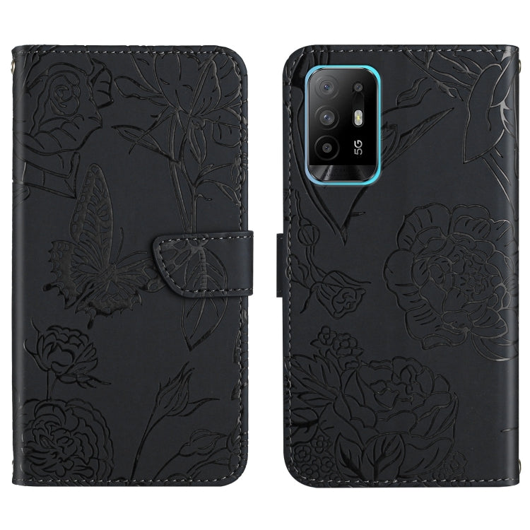 Skin Feel Butterfly Peony Embossed Leather Phone Case, For OPPO F17, For OPPO F17 Pro, For OPPO F19, For OPPO F19 Pro+