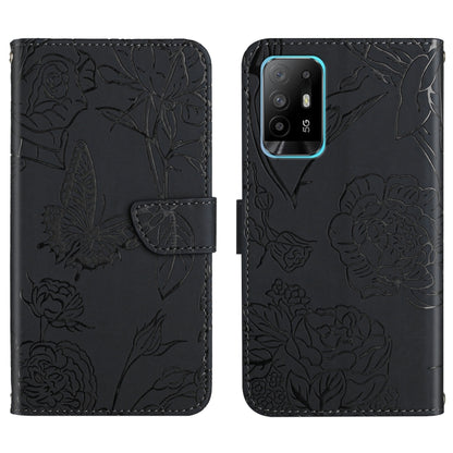 Skin Feel Butterfly Peony Embossed Leather Phone Case, For OPPO F17, For OPPO F17 Pro, For OPPO F19, For OPPO F19 Pro+
