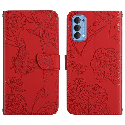 Skin Feel Butterfly Peony Embossed Leather Phone Case, For OPPO Reno2 Z / F, For OPPO Reno3 Pro, For OPPO Reno4 5G, For OPPO Reno4 Pro
