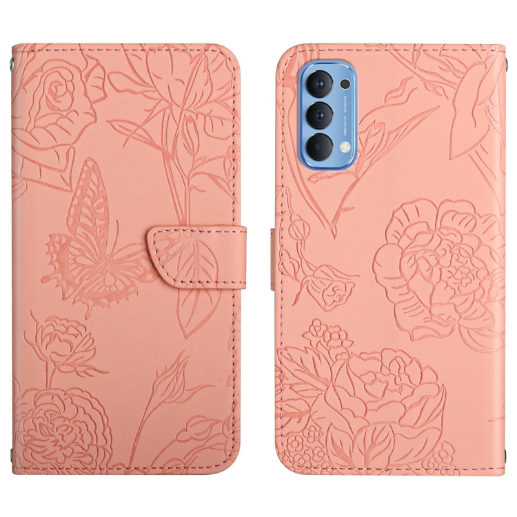 Skin Feel Butterfly Peony Embossed Leather Phone Case, For OPPO Reno2 Z / F, For OPPO Reno3 Pro, For OPPO Reno4 5G, For OPPO Reno4 Pro