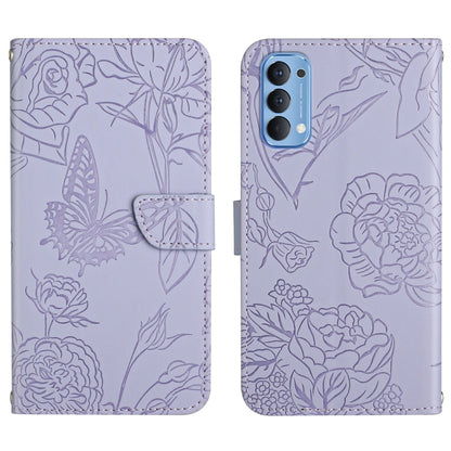 Skin Feel Butterfly Peony Embossed Leather Phone Case, For OPPO Reno2 Z / F, For OPPO Reno3 Pro, For OPPO Reno4 5G, For OPPO Reno4 Pro