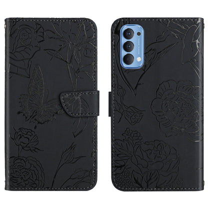 Skin Feel Butterfly Peony Embossed Leather Phone Case, For OPPO Reno2 Z / F, For OPPO Reno3 Pro, For OPPO Reno4 5G, For OPPO Reno4 Pro
