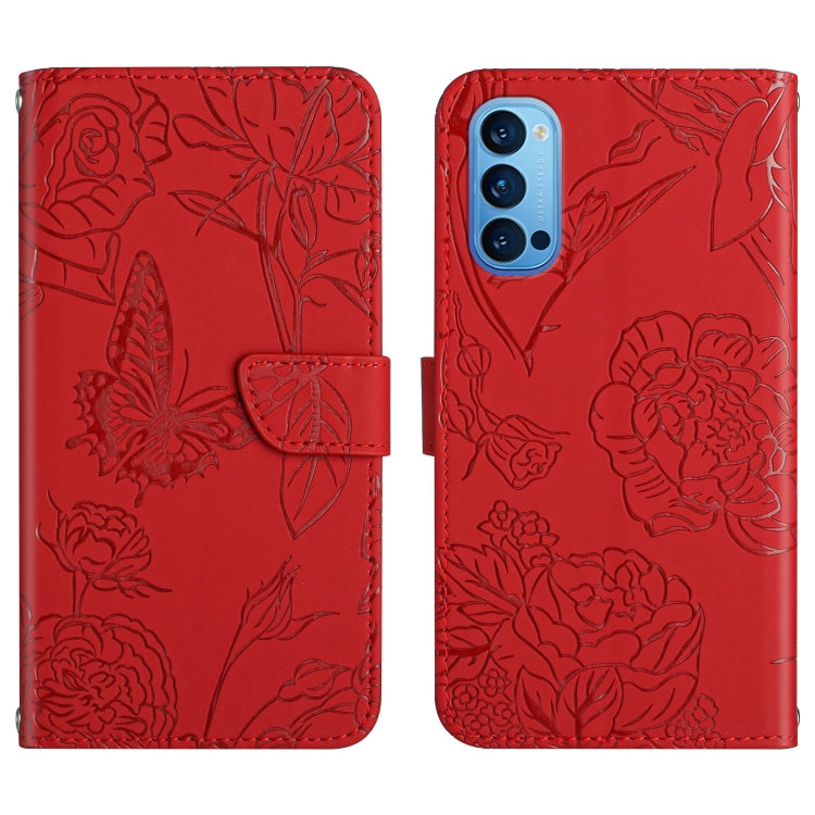Skin Feel Butterfly Peony Embossed Leather Phone Case, For OPPO Reno2 Z / F, For OPPO Reno3 Pro, For OPPO Reno4 5G, For OPPO Reno4 Pro