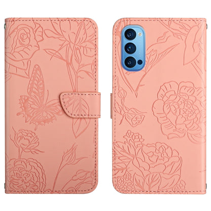 Skin Feel Butterfly Peony Embossed Leather Phone Case, For OPPO Reno2 Z / F, For OPPO Reno3 Pro, For OPPO Reno4 5G, For OPPO Reno4 Pro