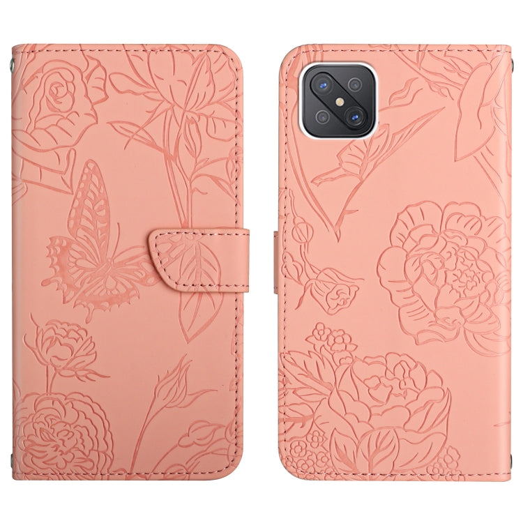 Skin Feel Butterfly Peony Embossed Leather Phone Case, For OPPO Reno4 Z 5G, For OPPO Reno5 4G, For OPPO Reno5 5G, For OPPO Reno5 Pro 5G