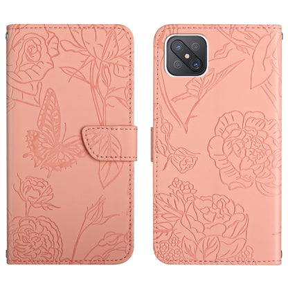 Skin Feel Butterfly Peony Embossed Leather Phone Case, For OPPO Reno4 Z 5G, For OPPO Reno5 4G, For OPPO Reno5 5G, For OPPO Reno5 Pro 5G