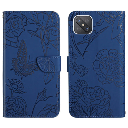 Skin Feel Butterfly Peony Embossed Leather Phone Case, For OPPO Reno4 Z 5G, For OPPO Reno5 4G, For OPPO Reno5 5G, For OPPO Reno5 Pro 5G