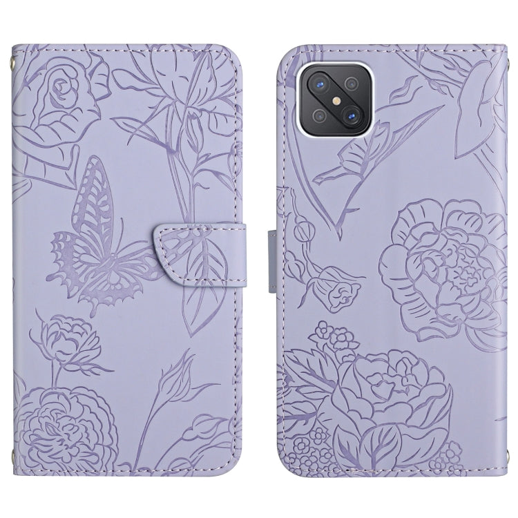 Skin Feel Butterfly Peony Embossed Leather Phone Case, For OPPO Reno4 Z 5G, For OPPO Reno5 4G, For OPPO Reno5 5G, For OPPO Reno5 Pro 5G