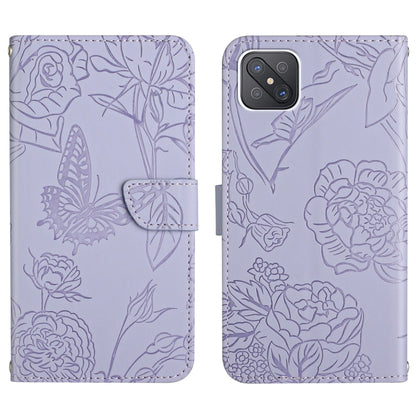 Skin Feel Butterfly Peony Embossed Leather Phone Case, For OPPO Reno4 Z 5G, For OPPO Reno5 4G, For OPPO Reno5 5G, For OPPO Reno5 Pro 5G