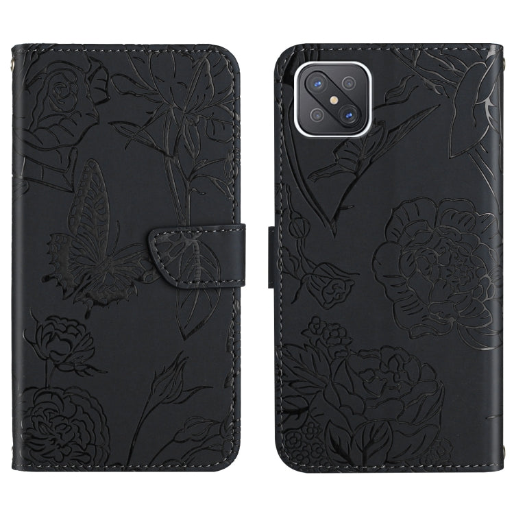 Skin Feel Butterfly Peony Embossed Leather Phone Case, For OPPO Reno4 Z 5G, For OPPO Reno5 4G, For OPPO Reno5 5G, For OPPO Reno5 Pro 5G