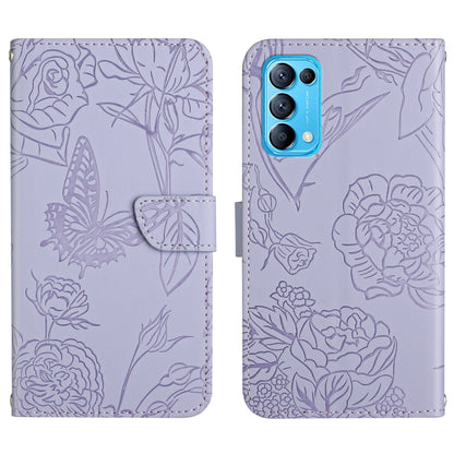Skin Feel Butterfly Peony Embossed Leather Phone Case, For OPPO Reno4 Z 5G, For OPPO Reno5 4G, For OPPO Reno5 5G, For OPPO Reno5 Pro 5G