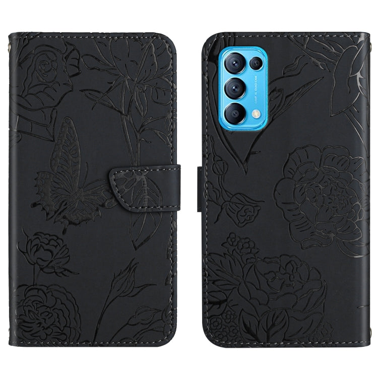 Skin Feel Butterfly Peony Embossed Leather Phone Case, For OPPO Reno4 Z 5G, For OPPO Reno5 4G, For OPPO Reno5 5G, For OPPO Reno5 Pro 5G