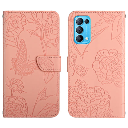 Skin Feel Butterfly Peony Embossed Leather Phone Case, For OPPO Reno4 Z 5G, For OPPO Reno5 4G, For OPPO Reno5 5G, For OPPO Reno5 Pro 5G