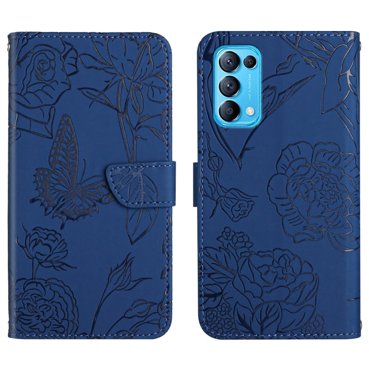 Skin Feel Butterfly Peony Embossed Leather Phone Case, For OPPO Reno4 Z 5G, For OPPO Reno5 4G, For OPPO Reno5 5G, For OPPO Reno5 Pro 5G