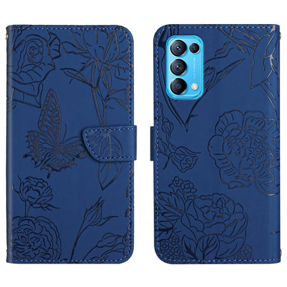 Skin Feel Butterfly Peony Embossed Leather Phone Case, For OPPO Reno4 Z 5G, For OPPO Reno5 4G, For OPPO Reno5 5G, For OPPO Reno5 Pro 5G