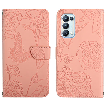 Skin Feel Butterfly Peony Embossed Leather Phone Case, For OPPO Reno4 Z 5G, For OPPO Reno5 4G, For OPPO Reno5 5G, For OPPO Reno5 Pro 5G
