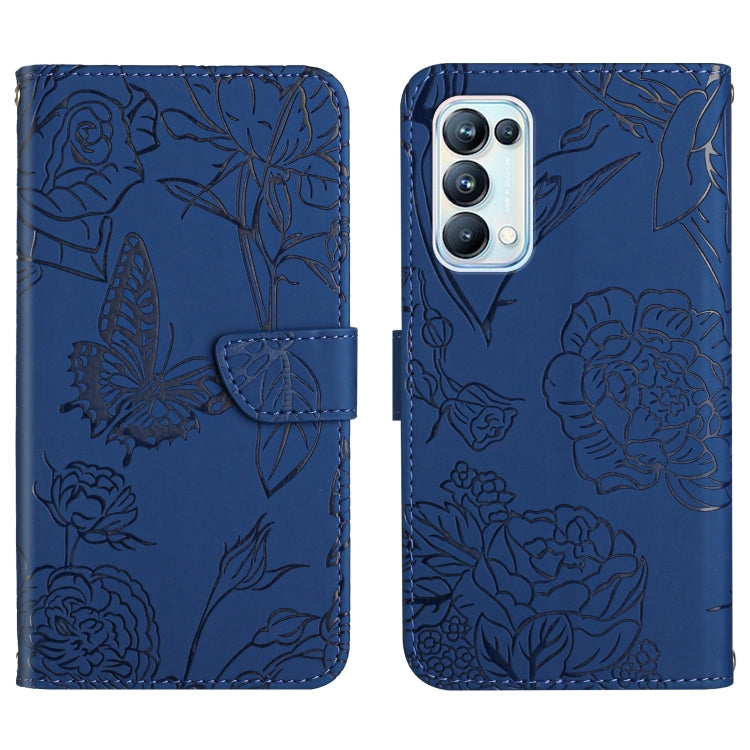 Skin Feel Butterfly Peony Embossed Leather Phone Case, For OPPO Reno4 Z 5G, For OPPO Reno5 4G, For OPPO Reno5 5G, For OPPO Reno5 Pro 5G