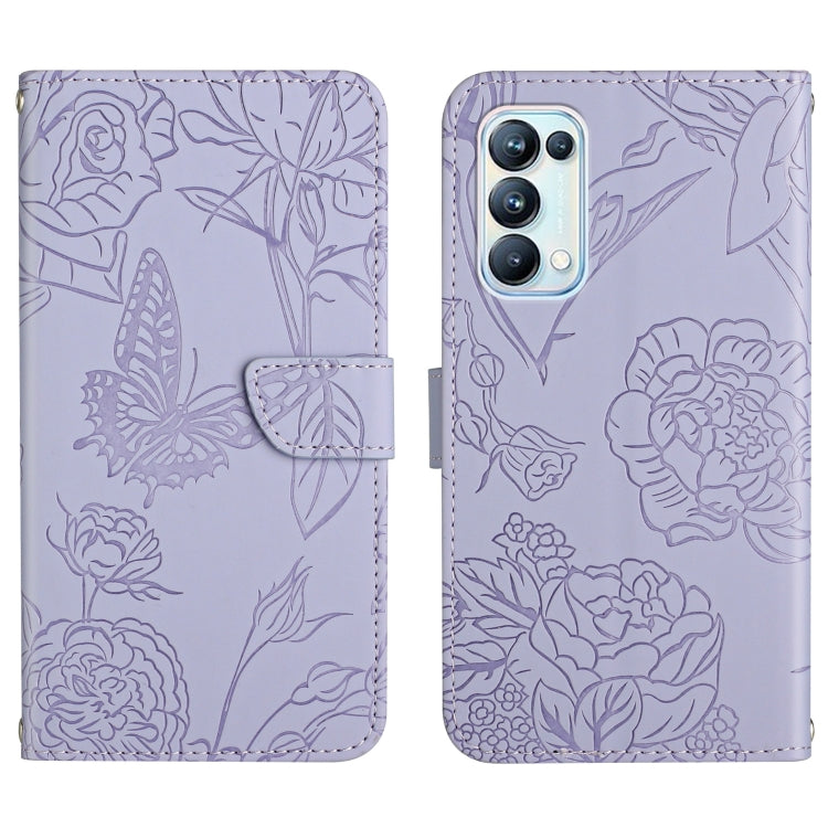Skin Feel Butterfly Peony Embossed Leather Phone Case, For OPPO Reno4 Z 5G, For OPPO Reno5 4G, For OPPO Reno5 5G, For OPPO Reno5 Pro 5G