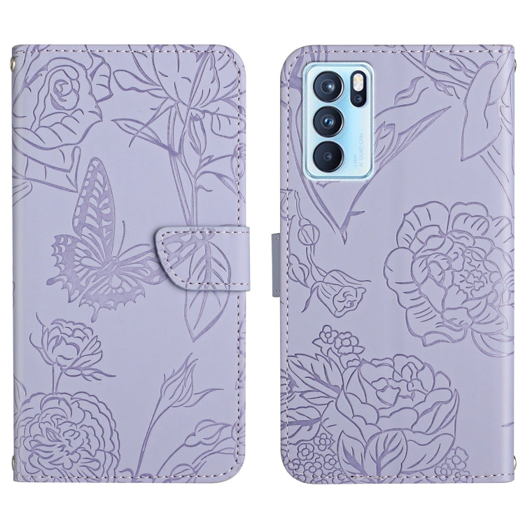 Skin Feel Butterfly Peony Embossed Leather Phone Case, For OPPO Reno6 Pro 5G, For OPPO Reno6 5G, For OPPO Reno6 Pro+, For OPPO Realme 5