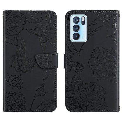 Skin Feel Butterfly Peony Embossed Leather Phone Case, For OPPO Reno6 Pro 5G, For OPPO Reno6 5G, For OPPO Reno6 Pro+, For OPPO Realme 5