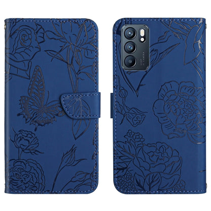 Skin Feel Butterfly Peony Embossed Leather Phone Case, For OPPO Reno6 Pro 5G, For OPPO Reno6 5G, For OPPO Reno6 Pro+, For OPPO Realme 5
